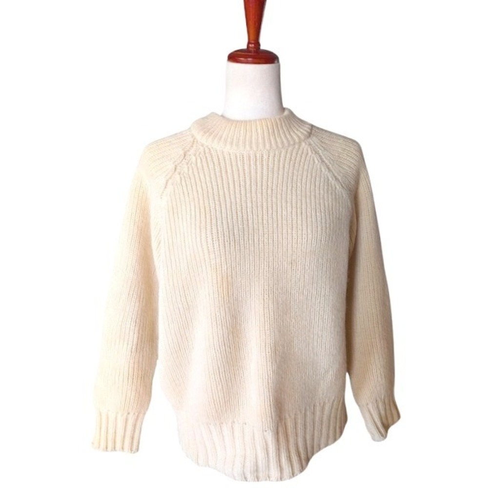 Peter Storm Mens Vintage Cream Ribbed Wool Sweater Made in Great Britain Size 6